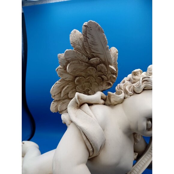 Vintage 20" Design Toscano Italian Baroque Victorian Cherub Angel w/ Harp Statue - Picture 9 of 12